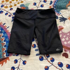 Alo black shiny biker shorts